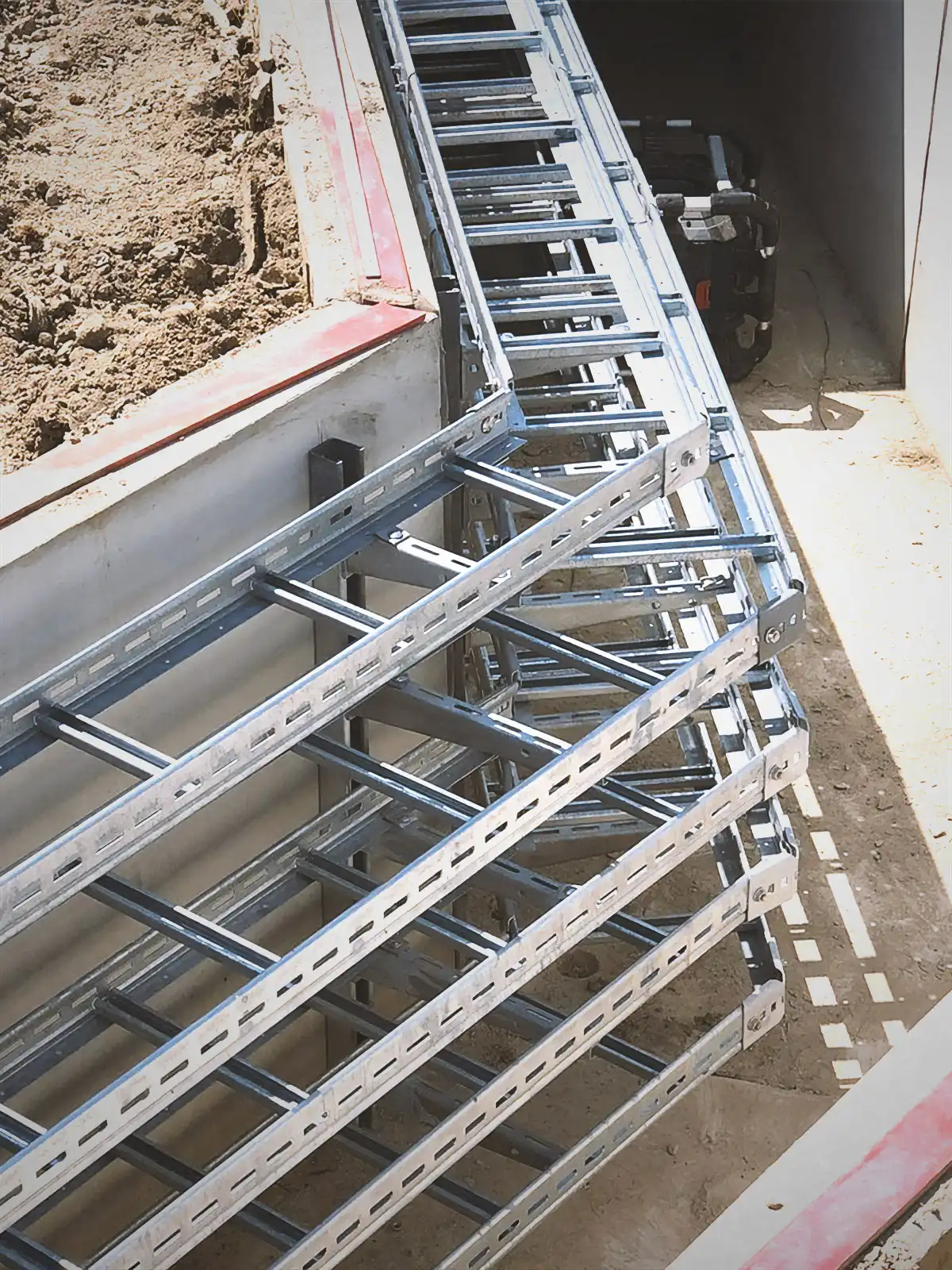 Installation von Kabeltrassen für Energie- und Datenleitungen